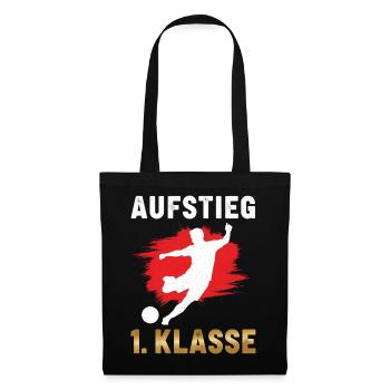 Aufstieg 1. Klasse Schulanfang Fußball Rot  - Stoffbeutel - Schwarz - Vorne