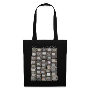 Collage de piles TV rétro - Sac en tissu - noir - Devant