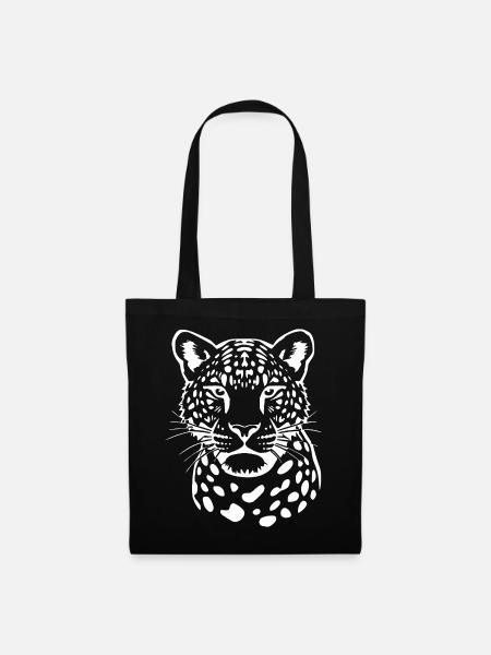 Leopard Leparden Muster T-shirt Geschenk - Stoffbeutel - Schwarz
