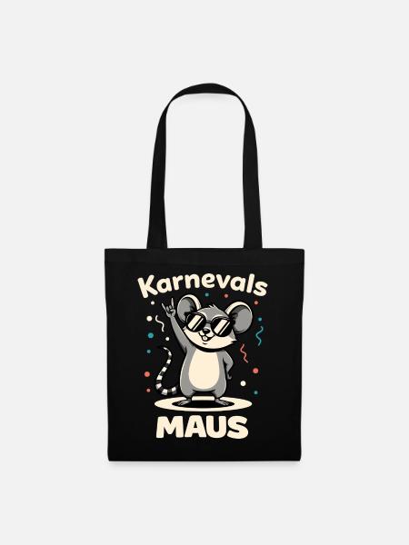 Karneval Rockmusik Karnevalsmaus Niedlich - Stoffbeutel - Schwarz