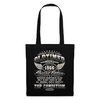 Oldtimer 1966 Jahrgang 60. Geburtstag Geschenk - Stoffbeutel - Schwarz - Vorne
