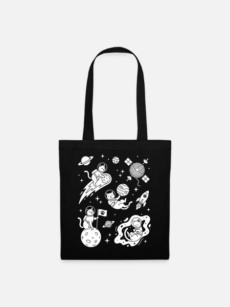 Astro Cats im Weltall - Stoffbeutel - Schwarz