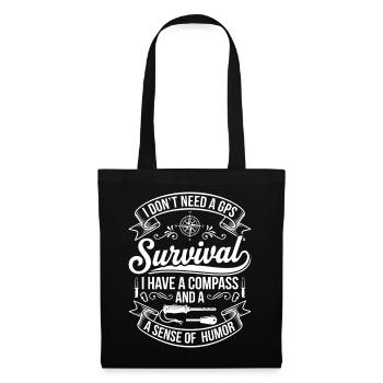 Survival Humor with Compass Motif - Tote Bag - black - Front