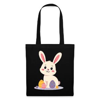 Osterhase - Stoffbeutel - Schwarz - Vorne