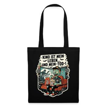 Kino Horror Zombie Popcorn Humor - Stoffbeutel - Schwarz - Vorne