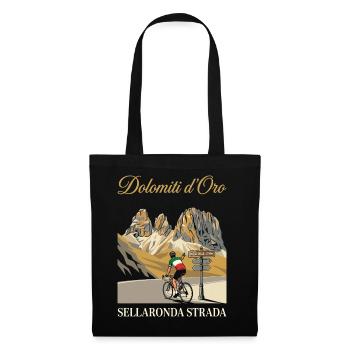 Passo Sella 2240m Dolomiti d'Oro Cycling Art - Tote Bag - black - Front