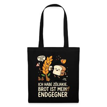 Zöliakie Brot Gegner Humor Design - Stoffbeutel - Schwarz - Vorne