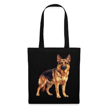 Geometrische Deutscher Schäferhund Low Poly Hundekunst - Stoffbeutel - Schwarz - Vorne