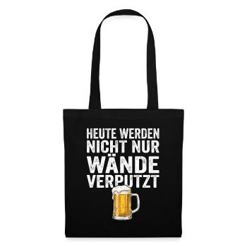 Lustiger Bier Spruch Maurer - Stoffbeutel - Schwarz - Vorne