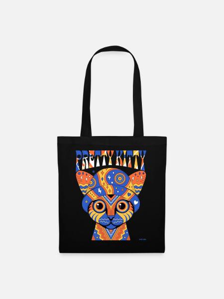 Pretty Kitty Paisley Hut-Katzen-T-Shirt. - Stoffbeutel - Schwarz