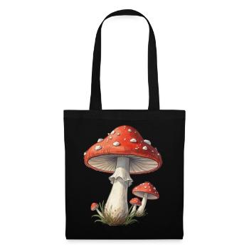Fliegenpilz Geschenk Pilzsammler Mushroom Hunter  - Stoffbeutel - Schwarz - Vorne