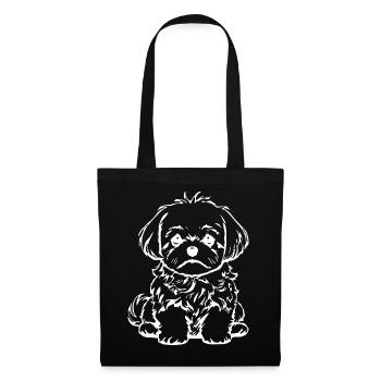 niedlicher_malteser_Hund_weiss_T-shirt_Geschenk - Stoffbeutel - Schwarz - Vorne