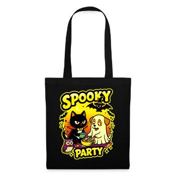 🎃 Gruselige Party – Halloween 2 Katzen-Hund-Eule - Stoffbeutel - Schwarz - Vorne