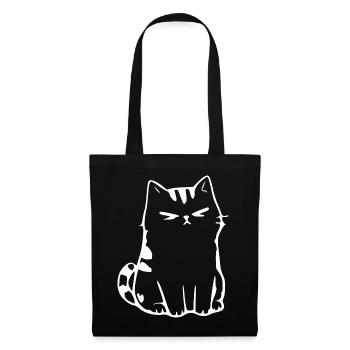 Lustige Katze Minimalistisches Katzen Geschenk  - Stoffbeutel - Schwarz - Vorne