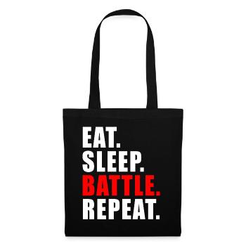 EAT SLEEP BATTLE REPEAT GESCHENK GAMING BRAWL GAME - Stoffbeutel - Schwarz - Vorne