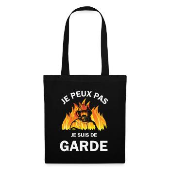 Je peux pas je suis de garde : Cool drôle cadeau - Sac en tissu - noir - Devant
