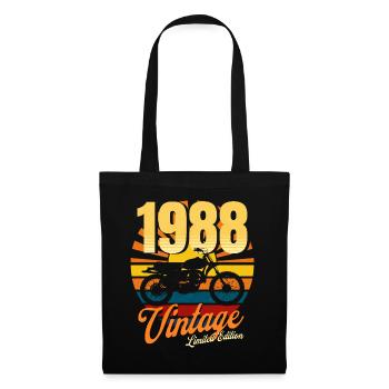 Motorrad Jahrgang 1988 Geburtstag 35 Jahre Biker - Stoffbeutel - Schwarz - Vorne