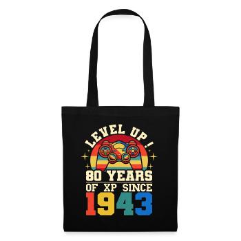 Level 80 1943 Birthday Gamer 80 Jahre - Stoffbeutel - Schwarz - Vorne