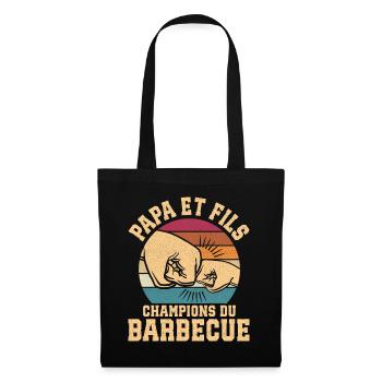 BBQ Papa Et Fils Champions Du Barbecue - Sac en tissu - noir - Devant