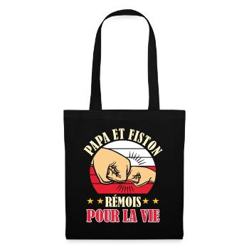 Papa Fiston Rémois Père Fils Supporter Reims - Sac en tissu - noir - Devant
