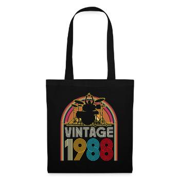 Vintage 1988 musician drummer 35 years anniversary - Tote Bag - black - Front