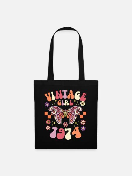 Vintage jaar 1974 verjaardagsfeestje vrouw 50 jaar - Stoffen tas - zwart