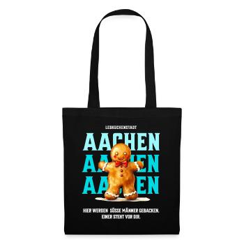 Aachen - Süsser Lebkuchen Mann - Stoffbeutel - Schwarz - Vorne