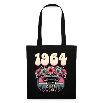 Cassette Année 1964 Anniversaire Femme 60 Ans - Sac en tissu - noir - Devant