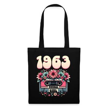 Cassette Année 1963 Anniversaire Femme 60 Ans - Sac en tissu - noir - Devant