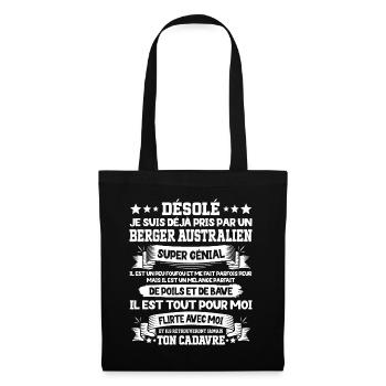 Pris Par Un Berger Australien Super Génial Chien - Sac en tissu - noir - Devant