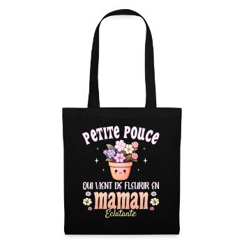 Future Maman Fleurs Kawaii Annonce Maman 2024 - Sac en tissu - noir - Devant