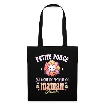 Future Maman Fleurs Kawaii Annonce Maman 2024 - Sac en tissu - noir - Devant
