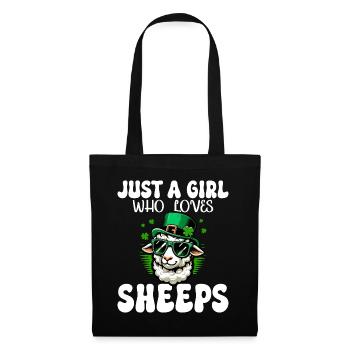 Mädchen, das St. Patrick's Day Schafe liebt - Stoffbeutel - Schwarz - Vorne