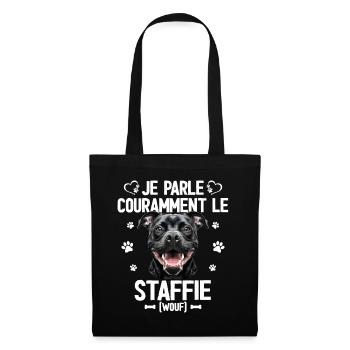 Parler Le Staffie Cadeau Humour Chien Staffie - Sac en tissu - noir - Devant