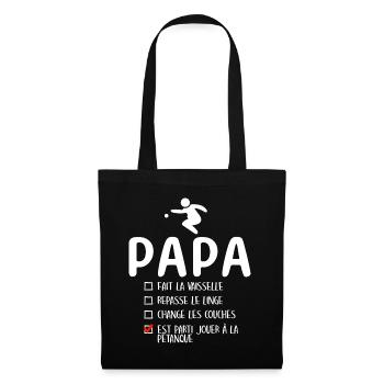 Père Bouliste Humour Pétanqueur Papa Pétanque - Sac en tissu - noir - Devant