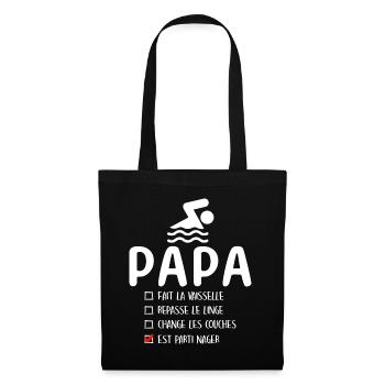 Père Nageur Piscine Humour Natation Papa Nageur - Sac en tissu - noir - Devant