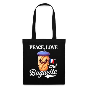 Peace, Love and Baguette, Proud to Be French - Tote Bag - black - Front