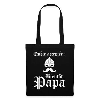 Humour RPG Père Geek Bientôt Papa - Sac en tissu - noir - Devant
