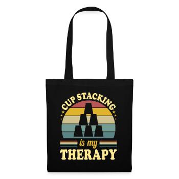 Sport Stacking ist meine Therapie - Stoffbeutel - Schwarz - Vorne