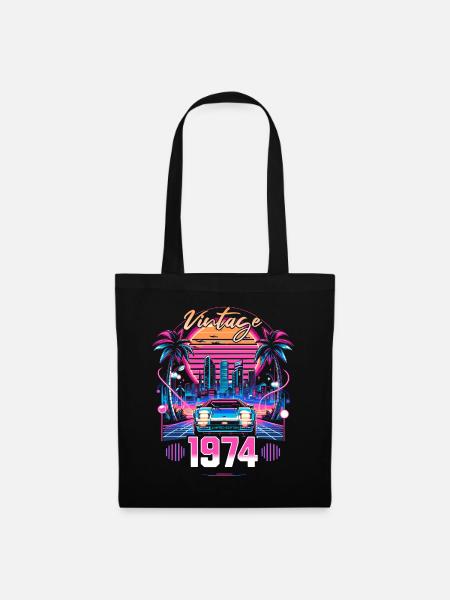 Synthwave Aesthetic 1974 50. Geburtstag - Stoffbeutel - Schwarz