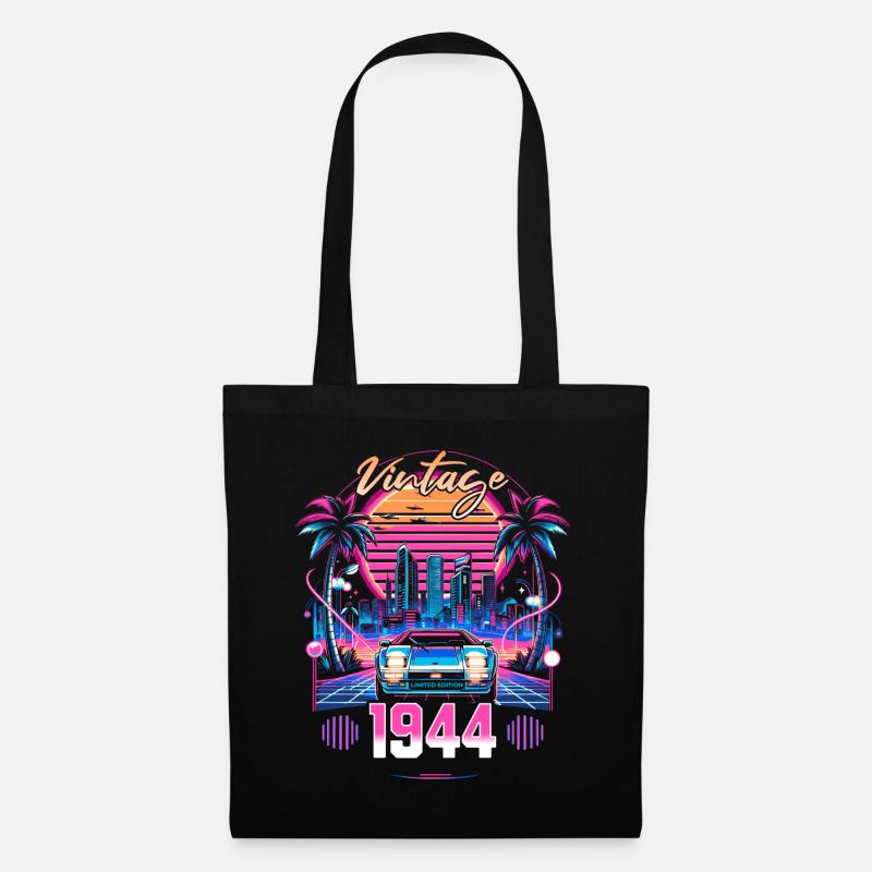 Synthwave Retro 80. Jubiläum 1944 - Stoffbeutel - Schwarz