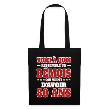 Supporter De Reims Anniversaire 80 Ans - Sac en tissu - noir - Devant