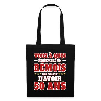 Supporter De Reims Anniversaire 50 Ans - Sac en tissu - noir - Devant