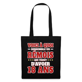 Supporter De Reims Anniversaire 18 Ans - Sac en tissu - noir - Devant