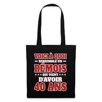 Supporter De Reims Anniversaire 40 Ans - Sac en tissu - noir - Devant