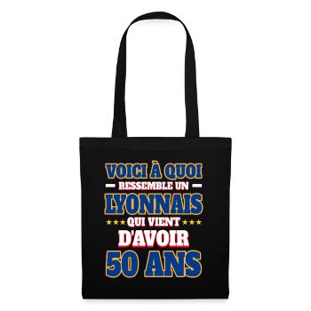 Supporter De Lyon Anniversaire 50 Ans - Sac en tissu - noir - Devant