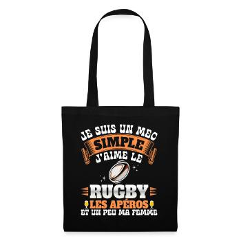 Rugbyman Humour Homme Rugby Et Apéro - Sac en tissu - noir - Devant