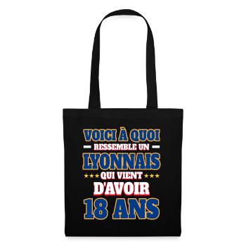 Supporter De Lyon Anniversaire 18 Ans - Sac en tissu - noir - Devant