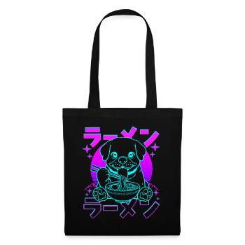 Rétro Kawaii Ramen Chien Rottweiler - Sac en tissu - noir - Devant