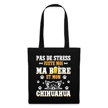 Humour Apéro Bière Papa Chien Chihuahua - Sac en tissu - noir - Devant